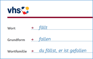 Beipiel Wortkarte: fällt, fallen, du fällst