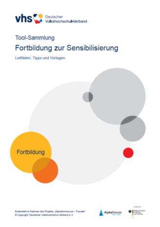 Cover des Heftes mit dem Titel "Tool-Sammlung zur kommunalen Grundbildungsplanung. Fortbildung zur Sensibilisierung"