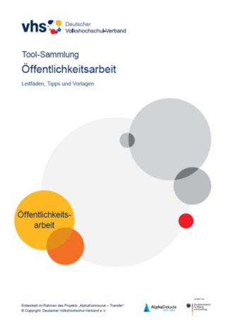 Cover der Tool-Sammlung zur kommunalen Grundbildungsplanung zum Thema Öffentlichkeitsarbeit.