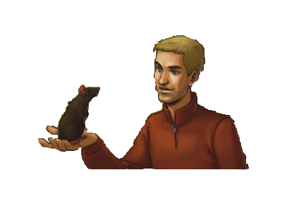 Abbildung aus Lernspiel Winterfest: Junge mit blonden Haaren hält Ratte in der Hand